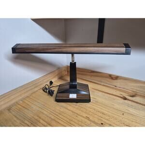 Vintage 1979 Wood Grain Underwriters Laboratories Gooseneck Office Lamp #402